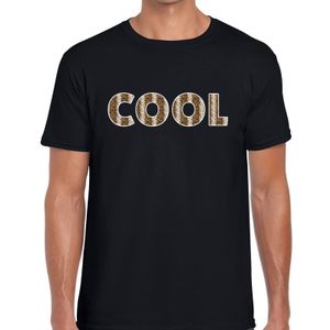 Cool tekst t-shirt zwart heren slangenprint