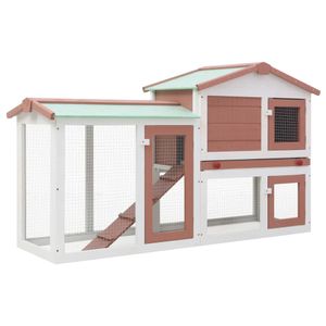 VidaXL Konijnenhok voor buiten groot 145x45x84 cm hout bruin en wit