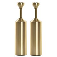 Set van 2x stuks luxe kaarsenhouder/kandelaar goud metaal 5 x 5 x 22 cm