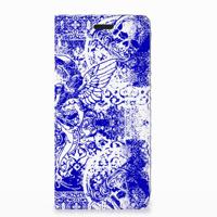 Mobiel BookCase Nokia 3.1 (2018) Angel Skull Blauw