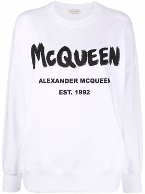 Alexander McQueen sweat à logo imprimé - Blanc