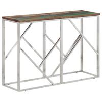 Wandtafel roestvrij staal en massief gerecycled hout zilver - thumbnail