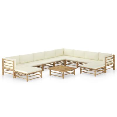 11-delige Loungeset met crèmewitte kussens bamboe
