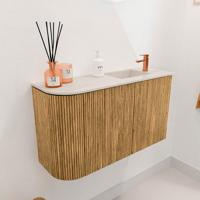 Toiletmeubel Mondiaz Joya Dlux | 71.6 cm | Meubelkleur Oak | Faye wastafel Meli Wasbak Rechts | 1 kraangat