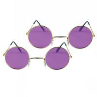 Paarse hippie flower power set van 2 zonnebrillen met ronde glazen - Verkleedbrillen - thumbnail