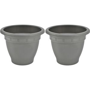 2x Grijze ronde plantenpot/bloempot Redonda 30 cm kunststof