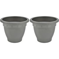 2x Grijze ronde plantenpot/bloempot Redonda 30 cm kunststof