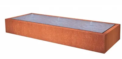 Watertafel Rechthoek CorTenstaal 3 Fonteinen