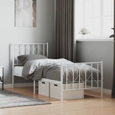 Bedframe met hoofd- en voeteneinde metaal wit 75x190 cm