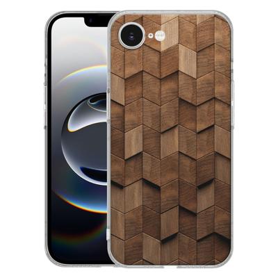 TPU Hoesje iPhone 16e - Wooden Cubes Backcover TPU Hoesje iPhone 16e - Wooden Cubes Backcover
