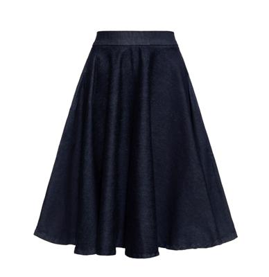 Queen Kerosin Full Circle Basic Swing Skirt Dark Blue Wash-XXXXL
