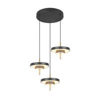 Trio 3-lichts hanglampKeaton rond zwart met goud - 340230380