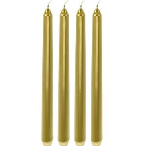 4x Gouden dinerkaarsen/lange kaarsen 25 cm