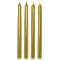 4x Gouden dinerkaarsen/lange kaarsen 25 cm