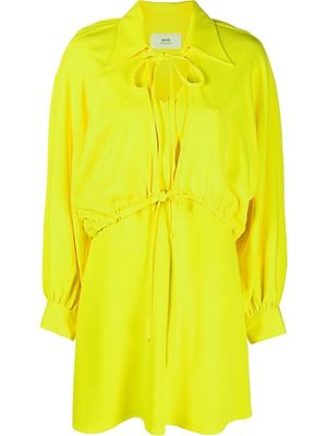AMI Paris robe courte à fermeture nouée - Jaune