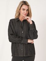 Denim blouse met pofmouwen
