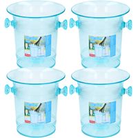 Set van 4x stuks IJsemmer/champagnekoeler transparant blauw 3 liter 20 x 21 cm van kunststof