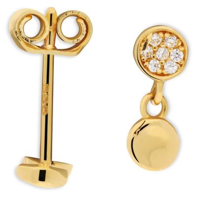 Glow 206.2409.00 Oorknoppen geelgoud-zirconia wit 4 mm
