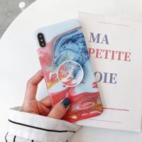 Marmer anti-drop TPU bescherming achtercover voor iPhone XS Max met opvouwbare houder (Z20)