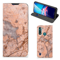 Motorola Moto G8 Power Lite Standcase Marmer Oranje - thumbnail