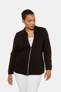 Ulla Popken Sweatblouson, collegekraag, ribboorden - Grote Maten Ulla Popken Sweatblouson, collegekraag, ribboorden - Grote Maten