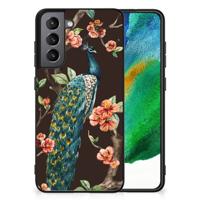 Samsung Galaxy S21FE Dierenprint Telefoonhoesje Pauw met Bloemen Samsung Galaxy S21FE Dierenprint Telefoonhoesje Pauw met Bloemen