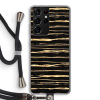 Gouden strepen: Samsung Galaxy S21 Ultra Transparant Hoesje met koord