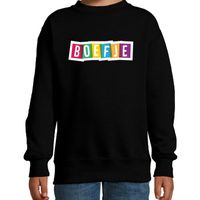 Boefje fun tekst sweater zwart kids - thumbnail