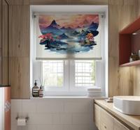 Kleurrijk zenpatroon raambekleding badkamer