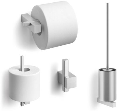 ZACK Carvo Toilet accesoires set 4-in-1 rond geborsteld RVS