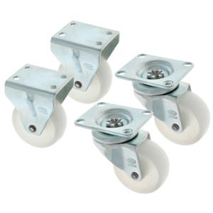 AMIG zwenk en bokwielen set - D60mm - polyamide - 180kg - wit - 4 wielen