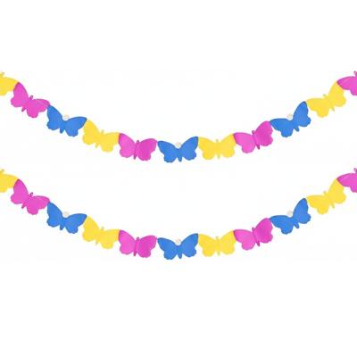 Feestslinger met vlinders - 2x - gekleurd - 400 cm - papier - brandvertragend - voorjaar thema Feestslinger met vlinders - 2x - gekleurd - 400 cm - papier - brandvertragend - voorjaar thema