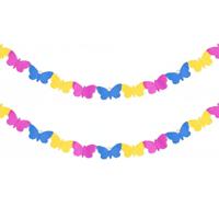 Feestslinger met vlinders - 2x - gekleurd - 400 cm - papier - brandvertragend - voorjaar thema Feestslinger met vlinders - 2x - gekleurd - 400 cm - papier - brandvertragend - voorjaar thema