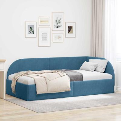 Hoekbedframe met hoofdeinde Blauw 90 x 200 cm Fluweel