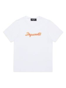 DSQUARED2 KIDS t-shirt en coton à logo pailleté - Blanc