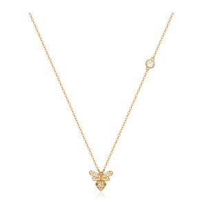 Goudkleurige Dames ketting met Bijen Hanger en Zirkonia