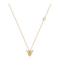 Goudkleurige Dames ketting met Bijen Hanger en Zirkonia