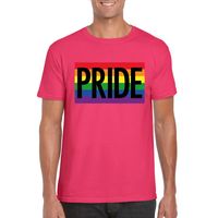 Regenboog vlag Pride shirt roze heren - thumbnail