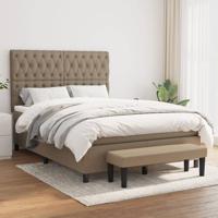 Boxspring met matras stof taupe 140x190 cm