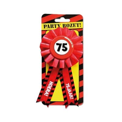 Paperdream 75 jaar rozet - leeftijd badge - 75e verjaardag - rood - feestartikelen
