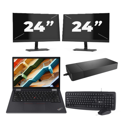 Lenovo ThinkPad X13 Yoga Gen 2 - Intel Core i5-11e Generatie - 13 inch - 16GB RAM - 256GB SSD - Windows 11 Home + 2x 24 inch Monitor Lenovo ThinkPad X13 Yoga Gen 2 - Intel Core i5-11e Generatie - 13 inch - 16GB RAM - 256GB SSD - Windows 11 Home + 2x 24 inch Monitor