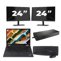Lenovo ThinkPad X13 Yoga Gen 2 - Intel Core i5-11e Generatie - 13 inch - 16GB RAM - 256GB SSD - Windows 11 Home + 2x 24 inch Monitor