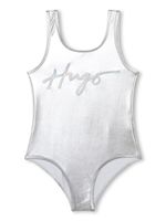 HUGO KIDS maillot de bain métallisé à logo embossé - Argent - thumbnail