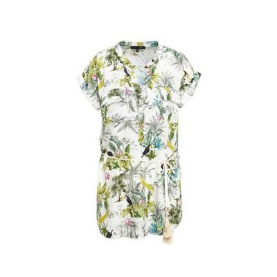 LOLALIZA tuniek met all over print en franjes wit/groen/grijs/blauw/zwart LOLALIZA tuniek met all over print en franjes wit/groen/grijs/blauw/zwart