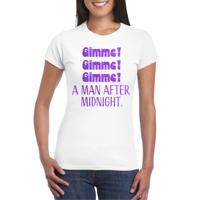 Foute Party T-shirt voor dames - gimme gimme - wit - glitter - vrijgezellenfeest - carnaval - thumbnail