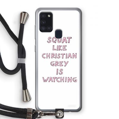Christian Grey: Samsung Galaxy A21s Transparant Hoesje met koord