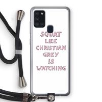 Christian Grey: Samsung Galaxy A21s Transparant Hoesje met koord Christian Grey: Samsung Galaxy A21s Transparant Hoesje met koord