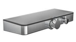 OCEAN thermostatische mengkraan douche met planchet, chroom-antraciet met hoogwaardige planchet van veiligheidsglas, ca. 35,0 x 14,0 cm extern lichaam gemaakt van ABS met een hoogwaardige merkca