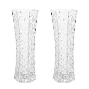 Set van 2x stuks bloemenvazen van ornament glas 29 x 11 cm