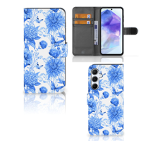 Hoesje voor Samsung Galaxy A55 Flowers Blue - thumbnail